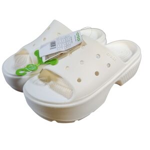 New Crocs Stomp Slide Chalk White Men's 9 Women's 11 Slip On Sandals